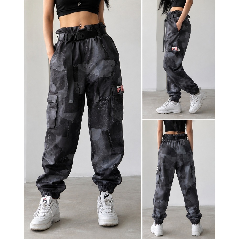 FILA Fusion Cargo Jogger Pants M Gray Camo Utility Streetwear Change The Game